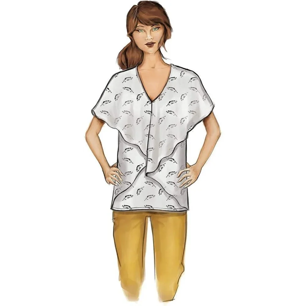 Butterick Sewing Pattern 6631 Blouse Shirt Pleated‎ Misses Size 6-14 UNCUT